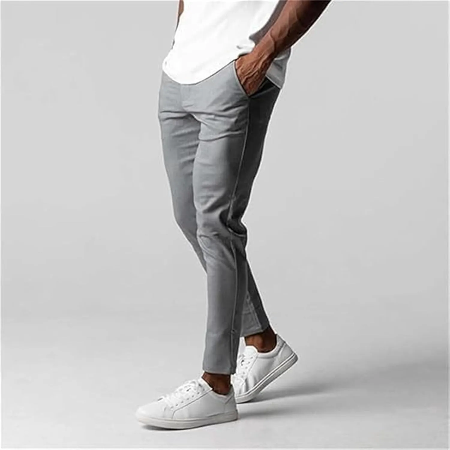 Foueo Active Chinos, Mens Chinos Slim Fit Stretch Skinny Tapered Dress Pants, Mens Slim Fit Joggers Mens Skinny Pants