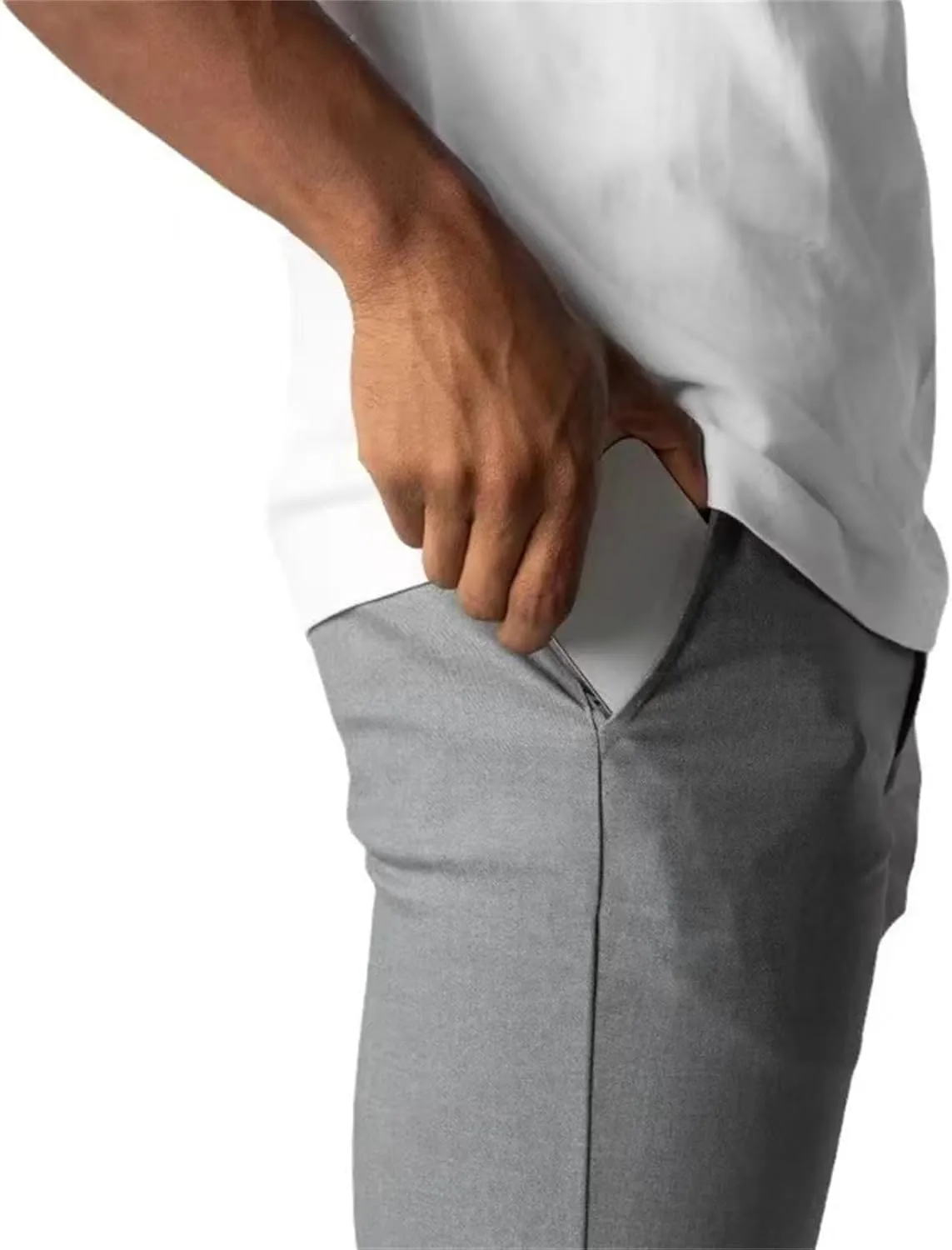 Foueo Active Chinos, Mens Chinos Slim Fit Stretch Skinny Tapered Dress Pants, Mens Slim Fit Joggers Mens Skinny Pants