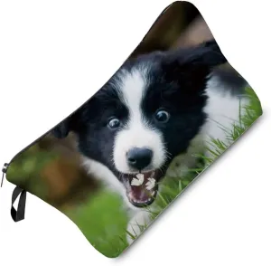 Funny Border Collie Makeup Bag Cute Small Organizer Zipper Pouch Puppy Birthday Present Funny Dog Makeup Bag for Dog Mom Women Dog Lovers Sisters