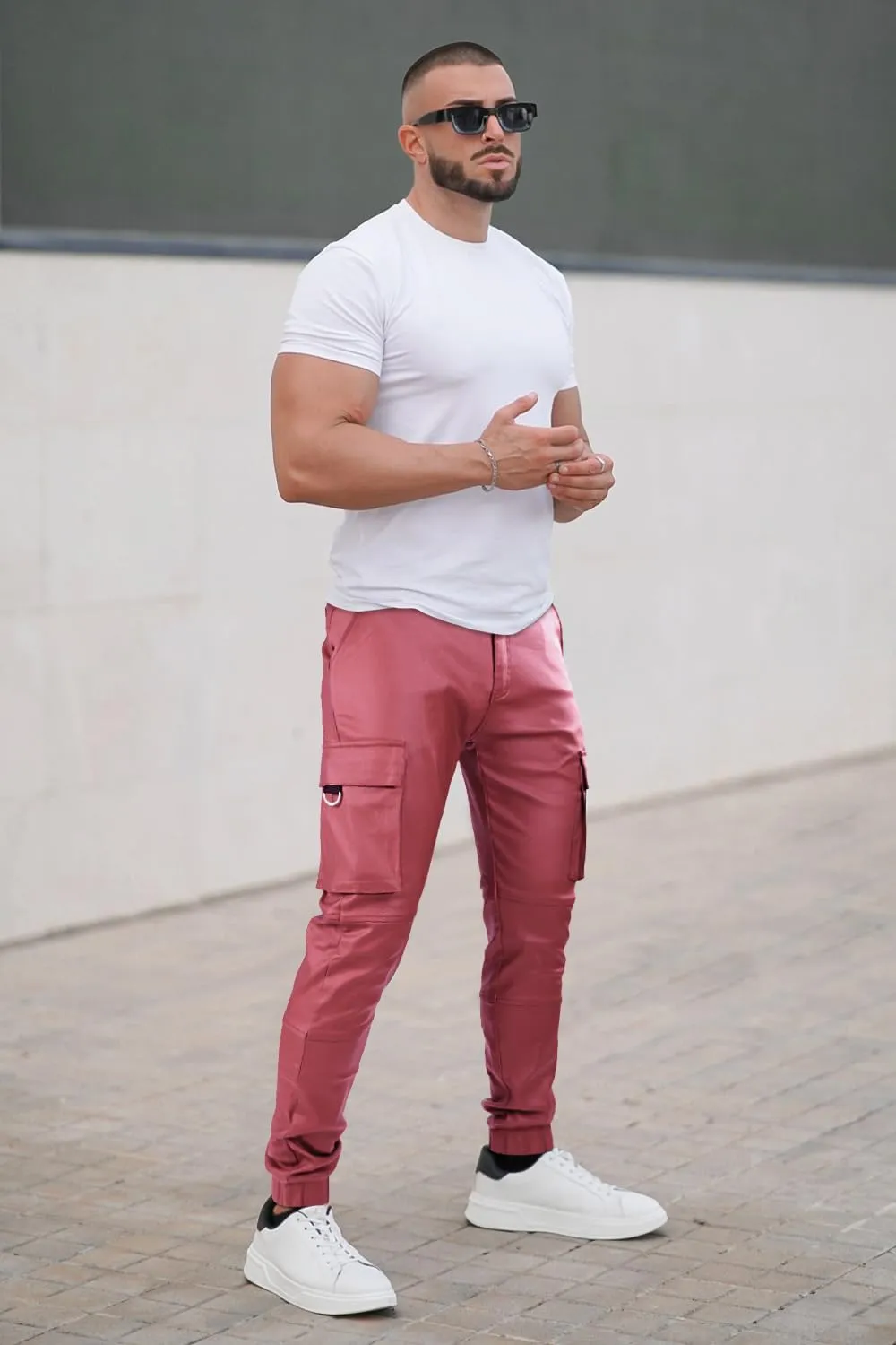 GINGTTO Mens Cargo Pants Joggers Leather Pants for Men Slim Fit