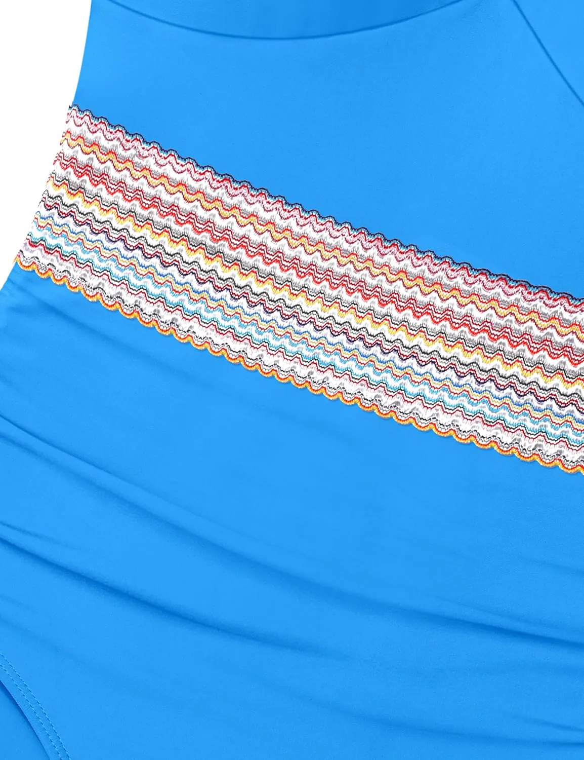 Girls One Piece Swimsuits Color Block Girls Swimsuit V Neck Girls Bathing Suit Drawstring Girls' Swimwear 9-16 Years