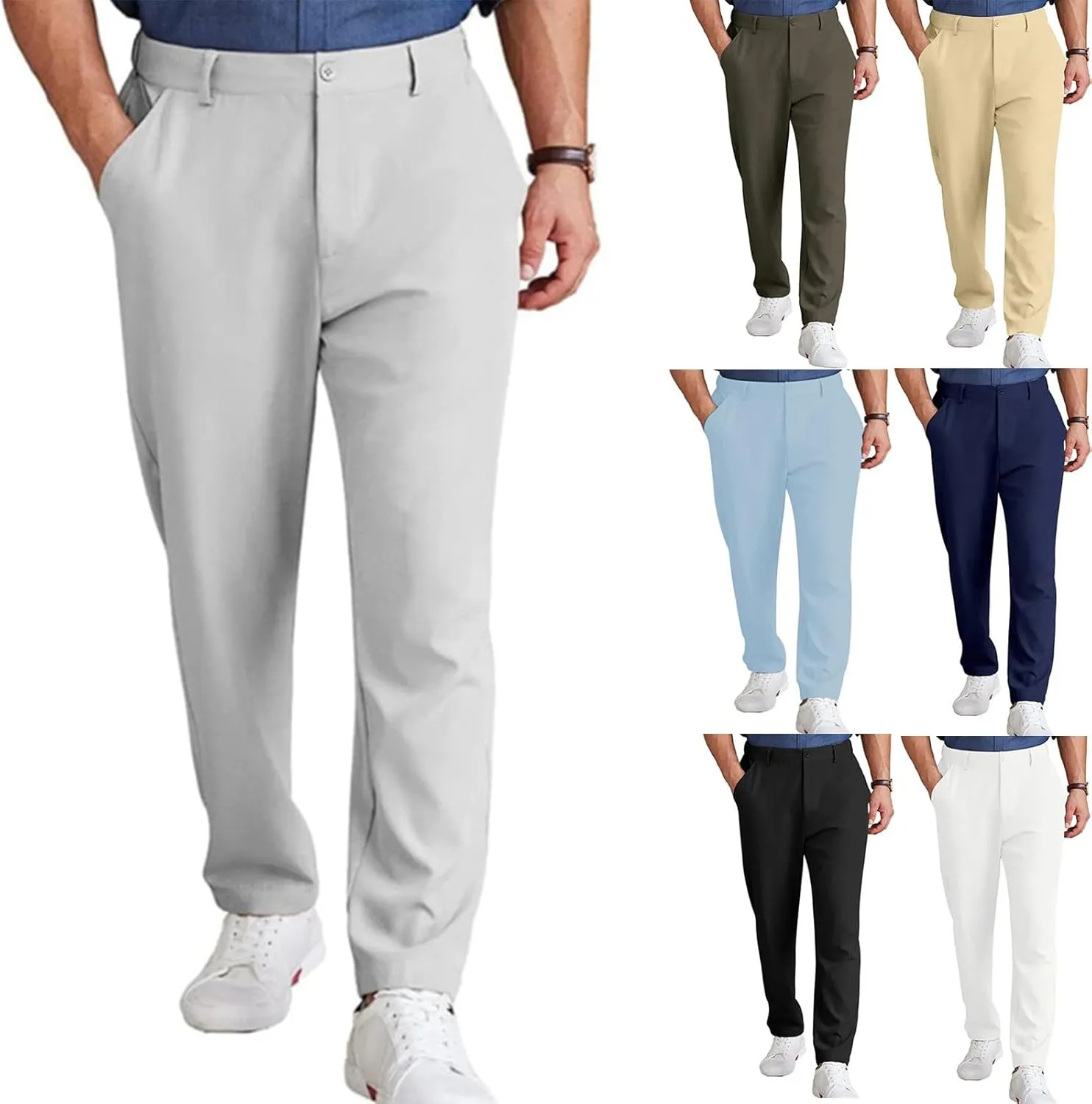 Golf Joggers for Men Lightweight Stretch Slim Fit Dress Pants Business Casual Work Golf Pants with Pockets