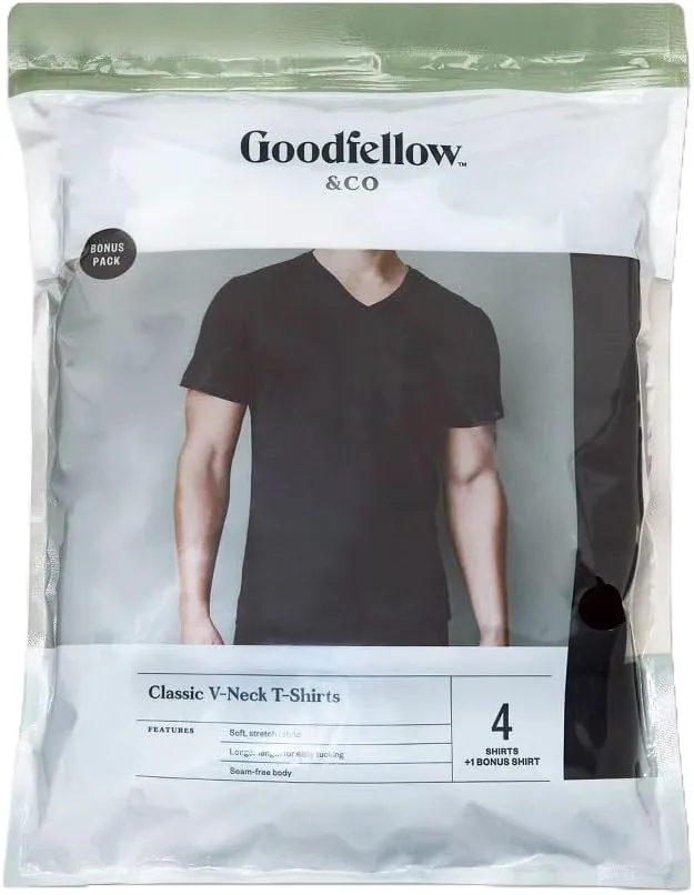 Goodfellow & Co Men's 4 1 Bonus Pack Short Sleeve V-Neck Undershirt
