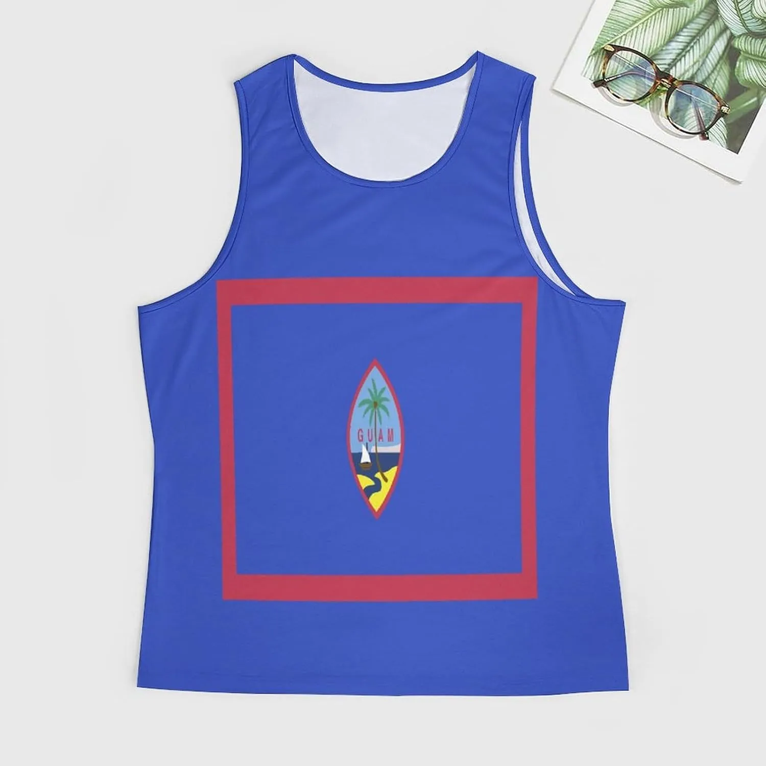 Guam Flag Tank Tops Beach Summer Sleeveless Shirts Vacation Tanks Gym Tank T-Shirt Top for Men