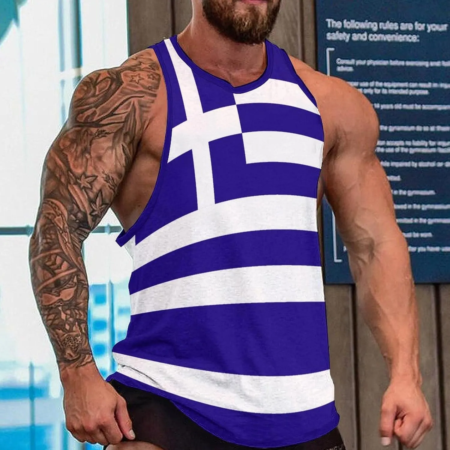 Guam Flag Tank Tops Beach Summer Sleeveless Shirts Vacation Tanks Gym Tank T-Shirt Top for Men