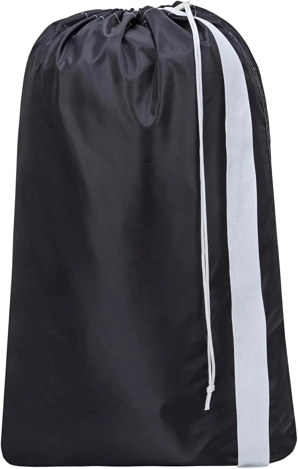 HOMEST XL Nylon Laundry Bag with Strap, Large Dirty Garments Organizer, Easy Fit a Hamper or Clothing Basket, Can Carry Up to 4 Loads of Clothes, Black