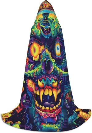 Horror Cartoon Halloween Cape For Teenagers, Hooded Cloak Long Cape Costume Cloak For Party Or Cosplay