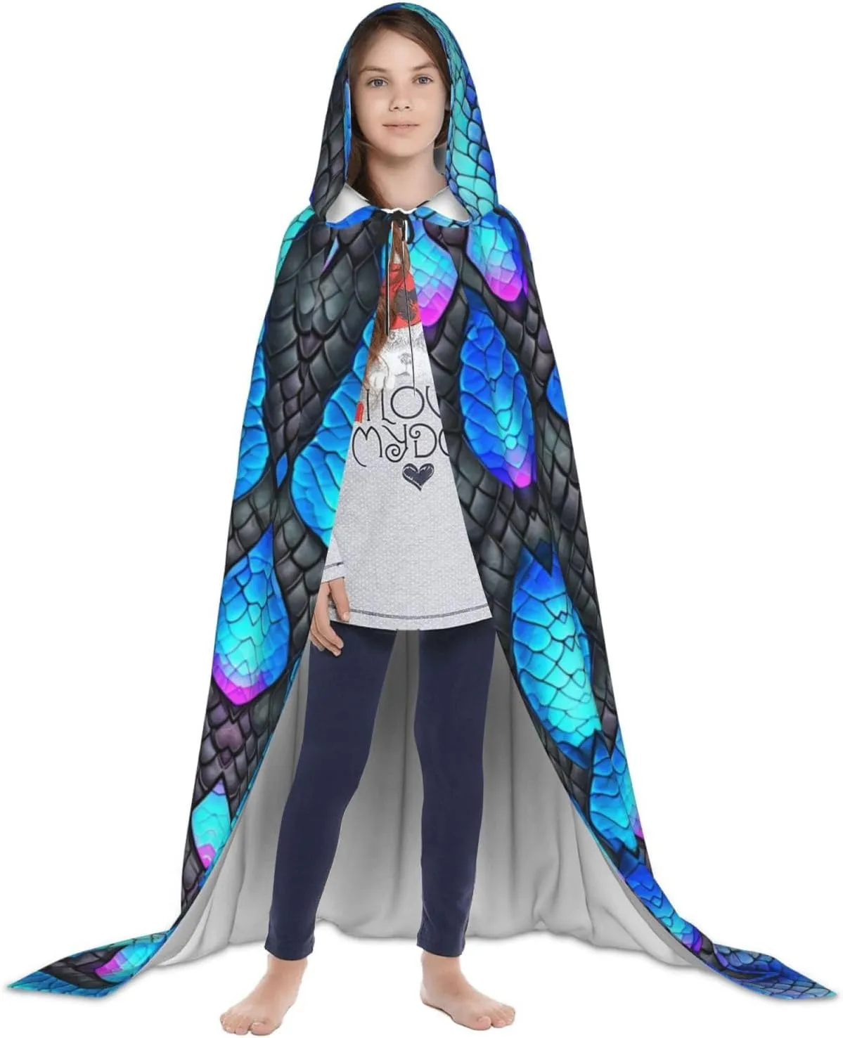 Horror White Cartoon Halloween Cape For Teenagers, Hooded Cloak Long Cape Costume Cloak For Party Or Cosplay
