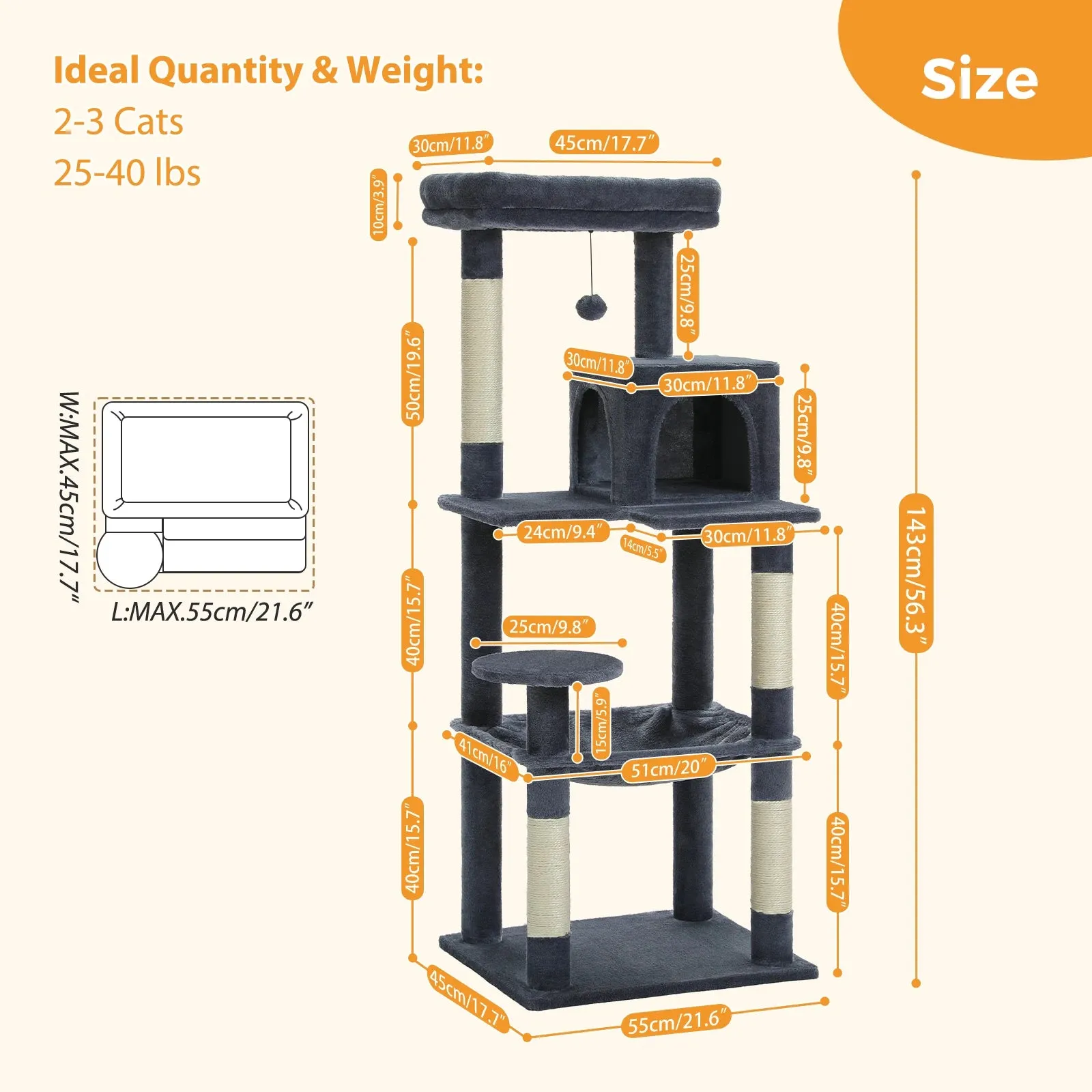 Indoor Cat Tree Tower with Self Groomer