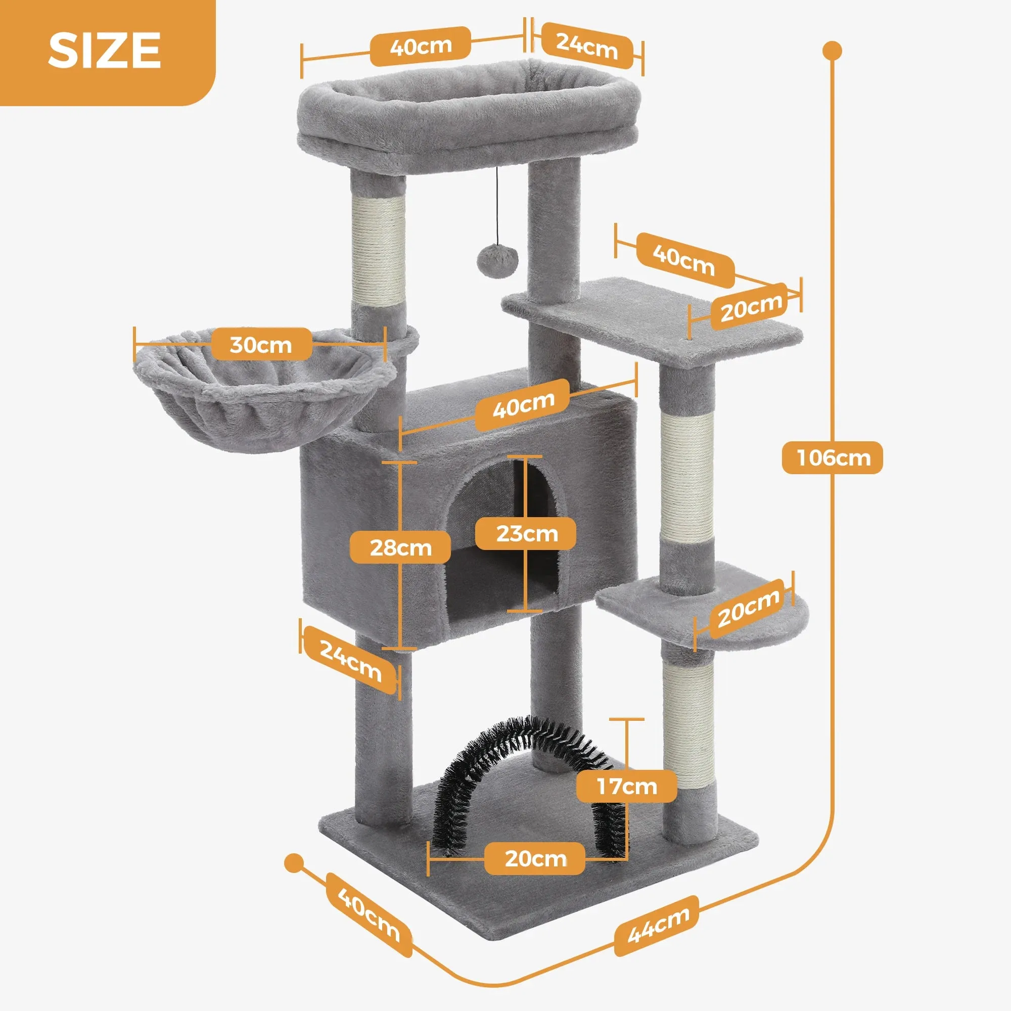 Indoor Cat Tree Tower with Self Groomer
