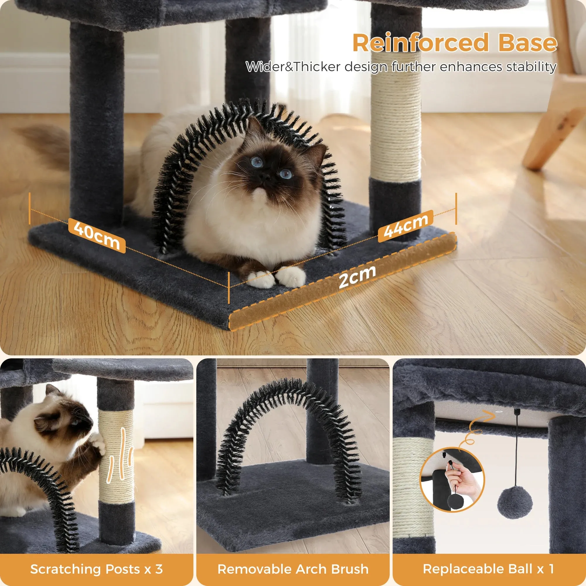 Indoor Cat Tree Tower with Self Groomer