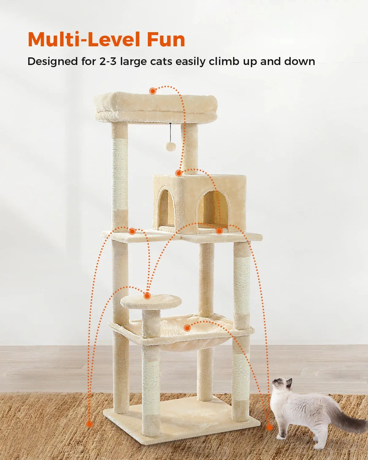 Indoor Cat Tree Tower with Self Groomer