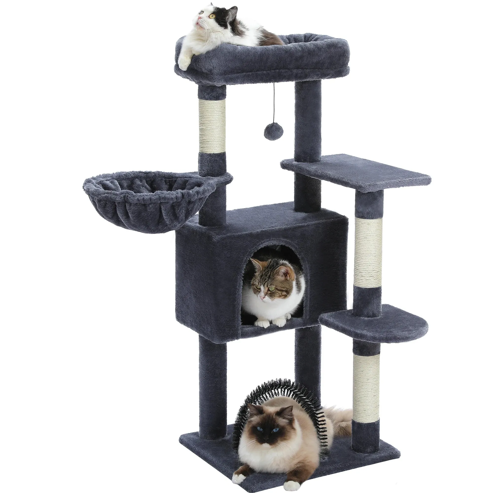 Indoor Cat Tree Tower with Self Groomer