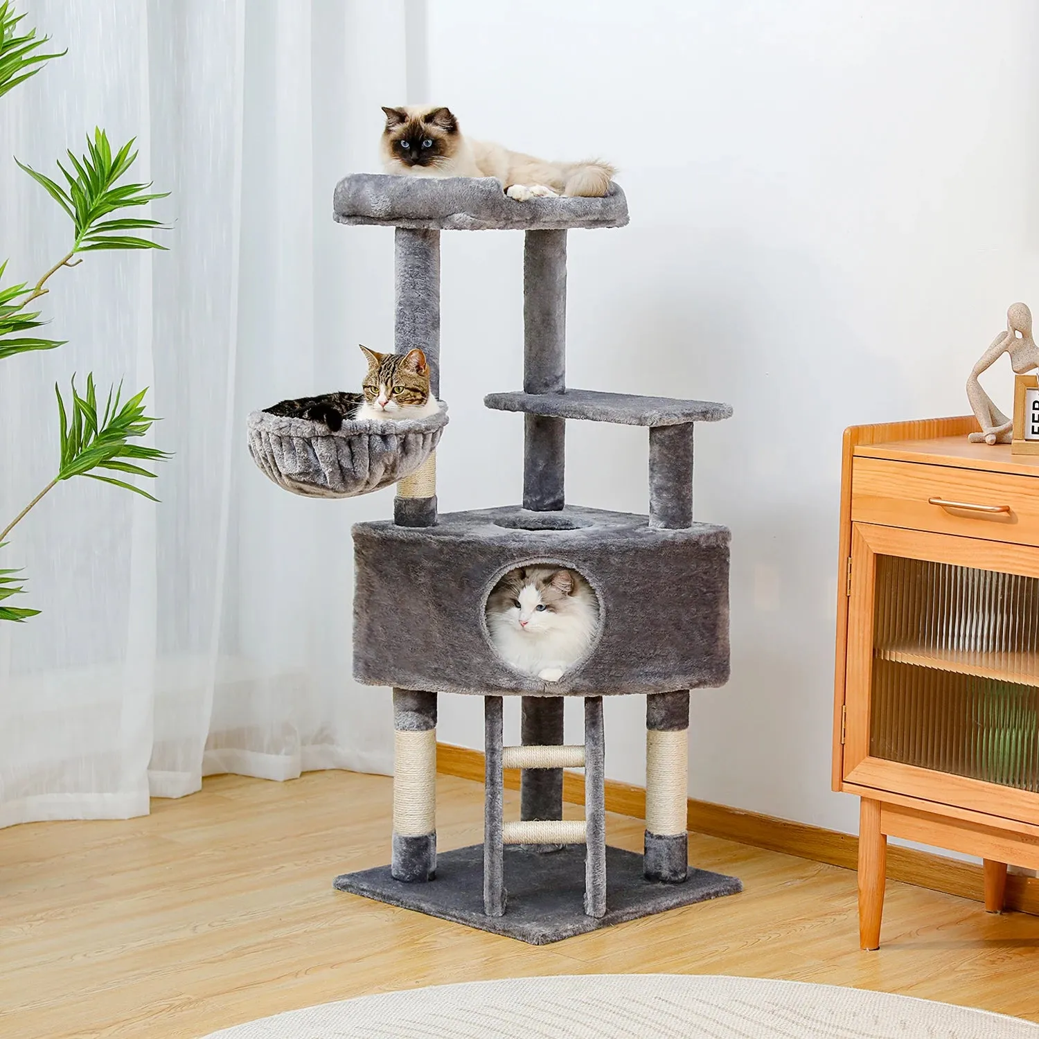 Indoor Cat Tree Tower with Self Groomer