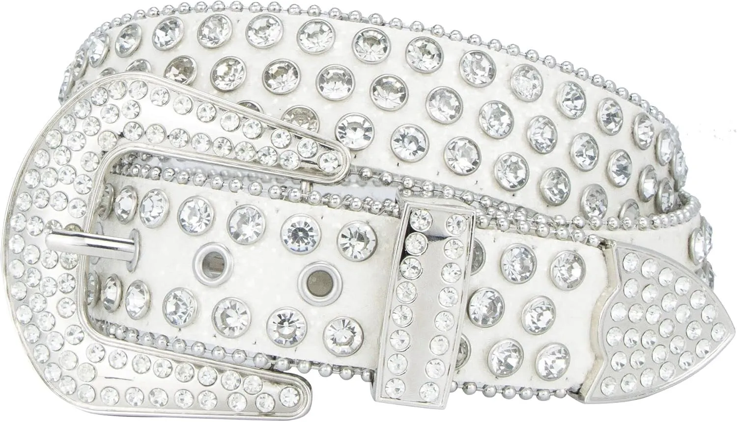 INOGIH Rhinestone-Belt for Women Girls,Western Cowgirl Cowboys Bling Studded Leather Diamond Belt for Jeans Dress