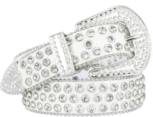 INOGIH Rhinestone-Belt for Women Girls,Western Cowgirl Cowboys Bling Studded Leather Diamond Belt for Jeans Dress