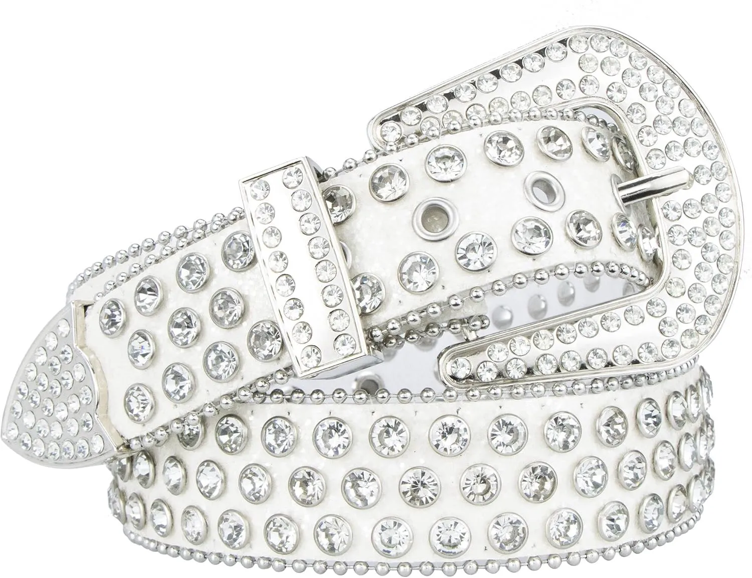 INOGIH Rhinestone-Belt for Women Girls,Western Cowgirl Cowboys Bling Studded Leather Diamond Belt for Jeans Dress
