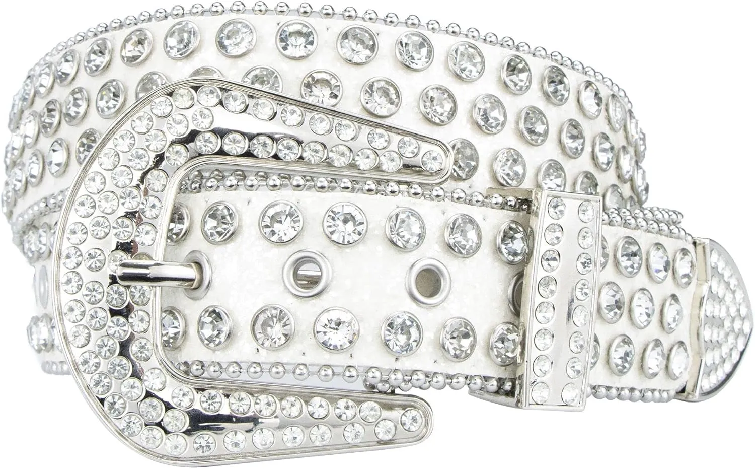 INOGIH Rhinestone-Belt for Women Girls,Western Cowgirl Cowboys Bling Studded Leather Diamond Belt for Jeans Dress