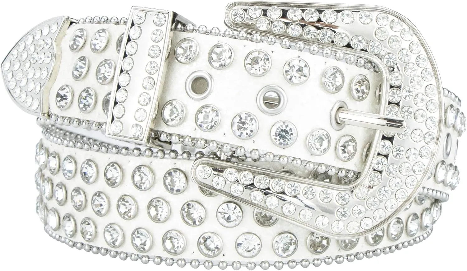 INOGIH Rhinestone-Belt for Women Girls,Western Cowgirl Cowboys Bling Studded Leather Diamond Belt for Jeans Dress