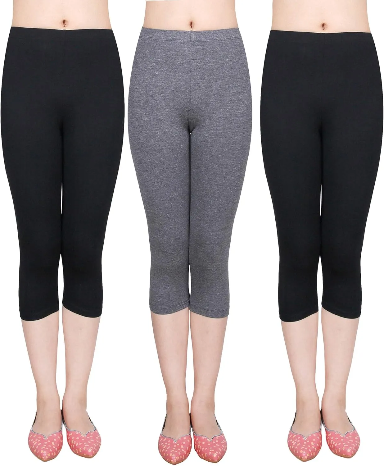 IRELIA 3 Pack Modal Girls Leggings Capri Solid Pant for School/Holiday