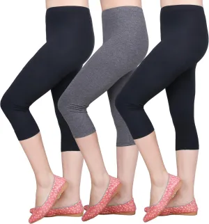 IRELIA 3 Pack Modal Girls Leggings Capri Solid Pant for School/Holiday