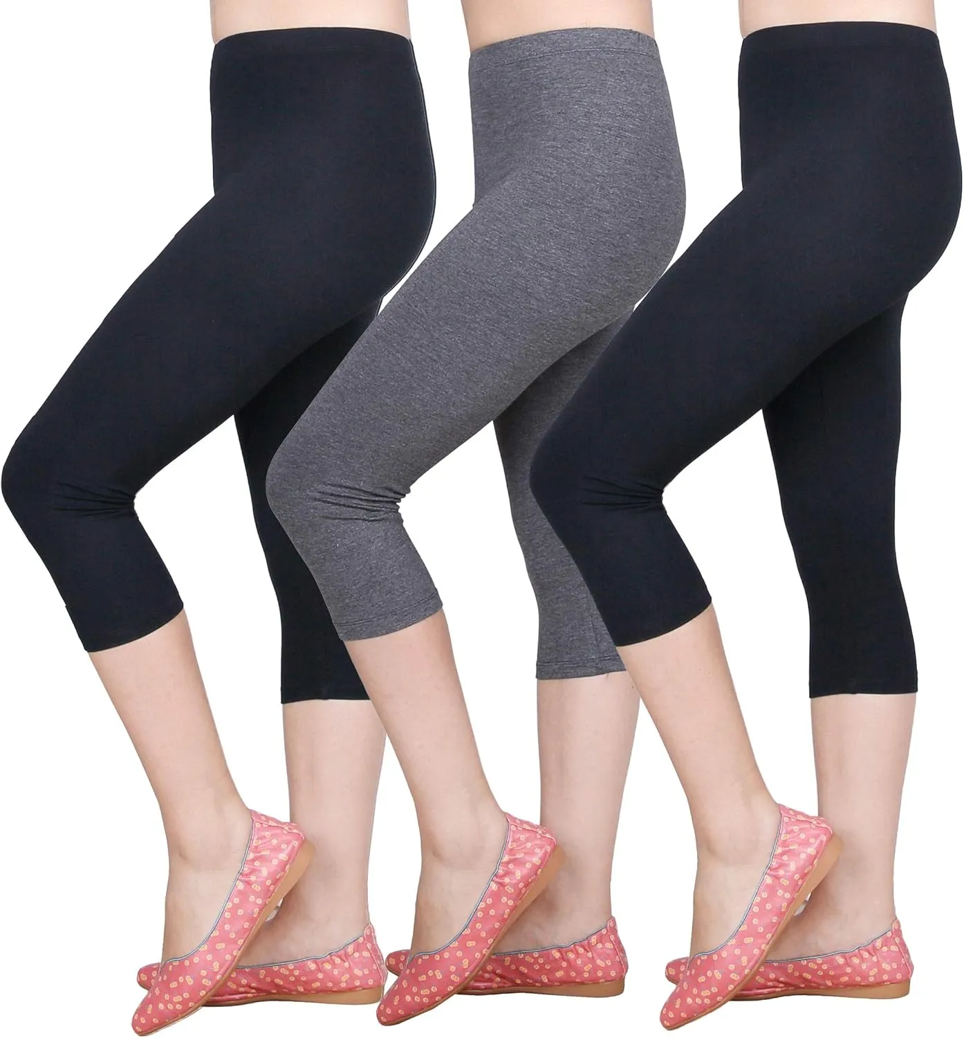 IRELIA 3 Pack Modal Girls Leggings Capri Solid Pant for School/Holiday