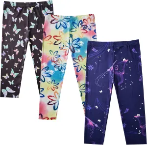 IRELIA 3 Pack Modal Girls Leggings Capri Solid Pant for School/Holiday