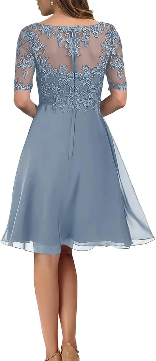 ISABUFEI Mother of The Bride Dresses for Wedding Short Prom Dress Formal Evening Party Gowns V-Neck