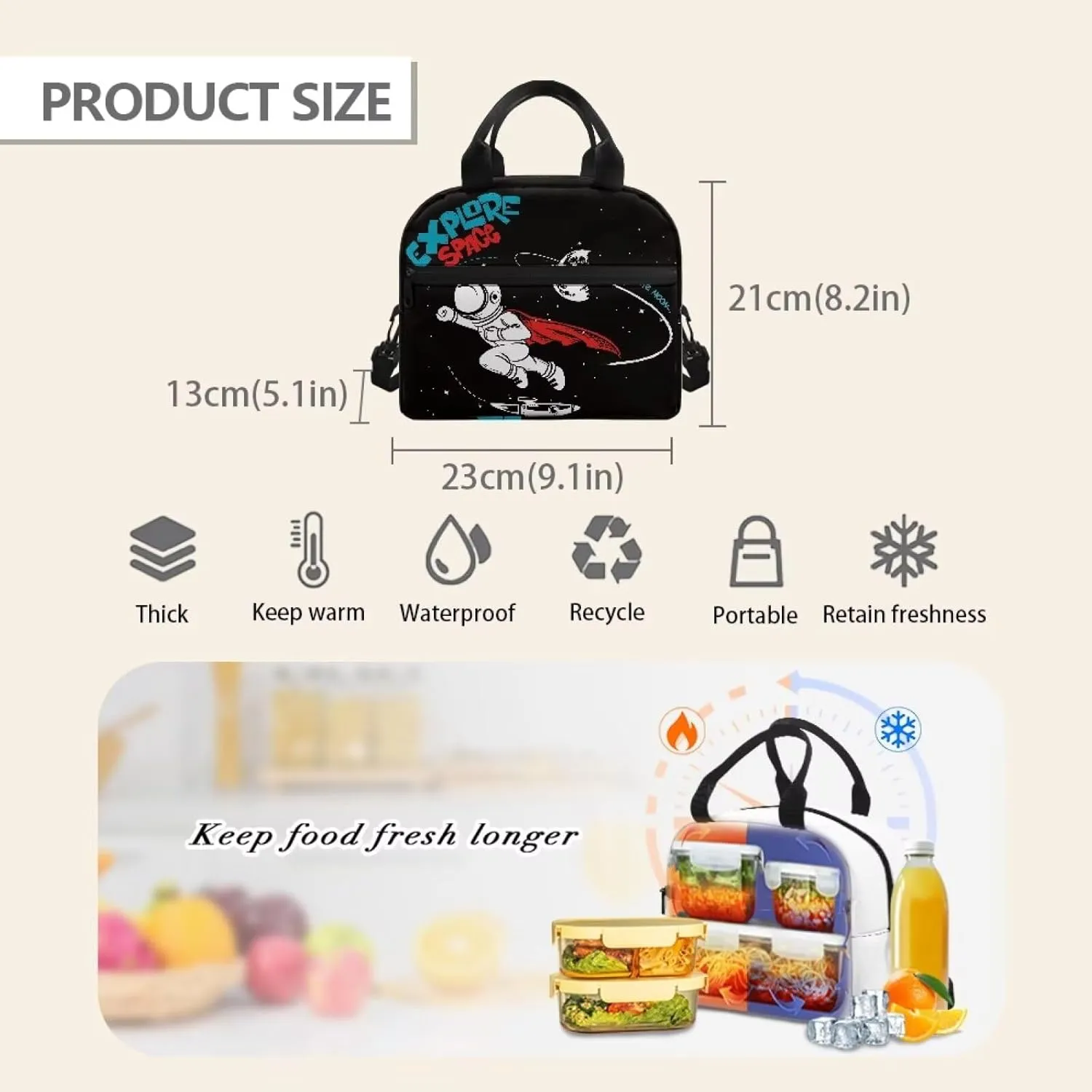 JHQFWMFJ 3 Pcs Backpack Set for School Astronaut Backpack for Boys Bookbag with Lunch Box and Pencil Case Boys Elementary Large Capacity Pencil Case Lightweight Bookbag for School Supplies