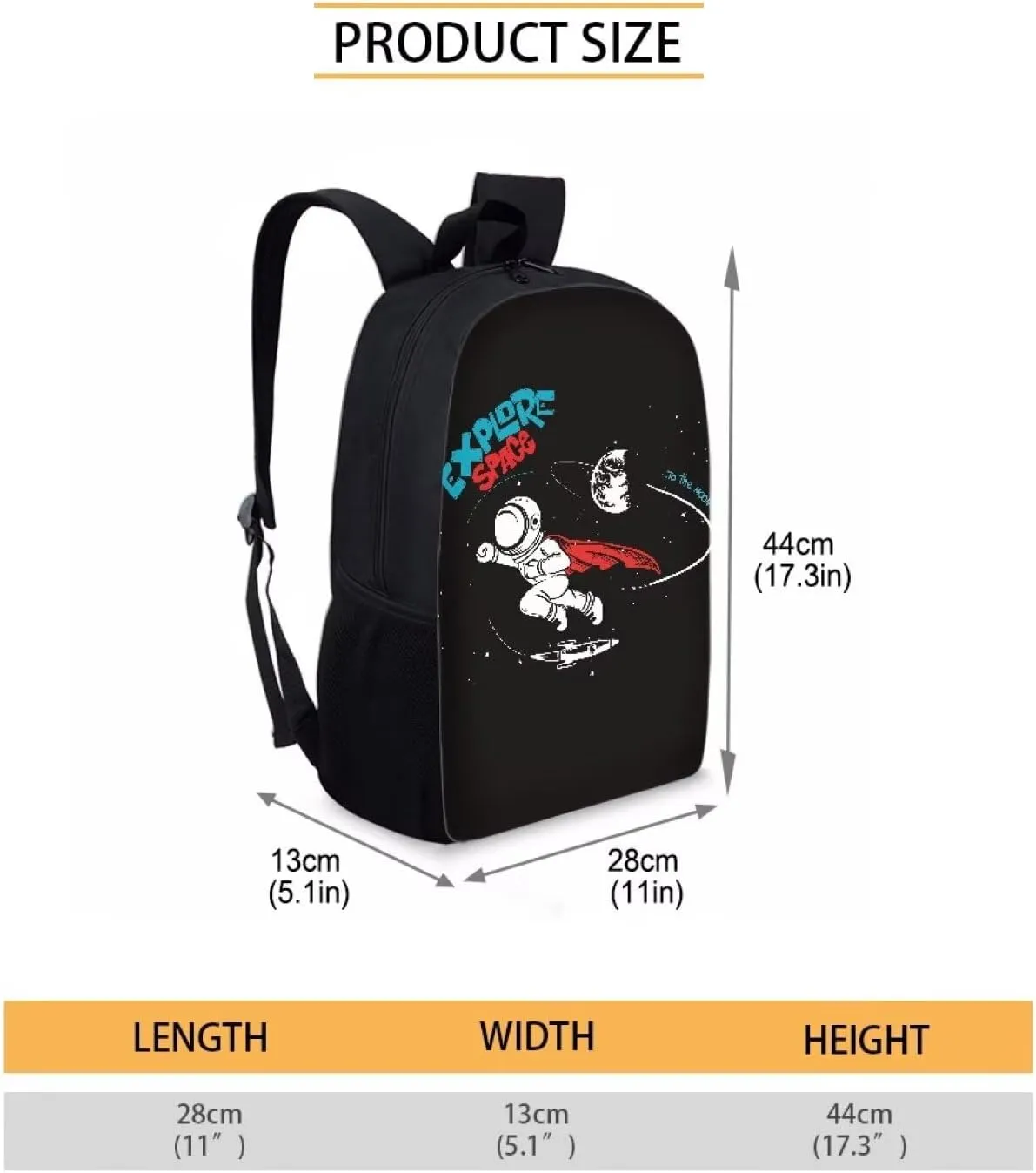 JHQFWMFJ 3 Pcs Backpack Set for School Astronaut Backpack for Boys Bookbag with Lunch Box and Pencil Case Boys Elementary Large Capacity Pencil Case Lightweight Bookbag for School Supplies