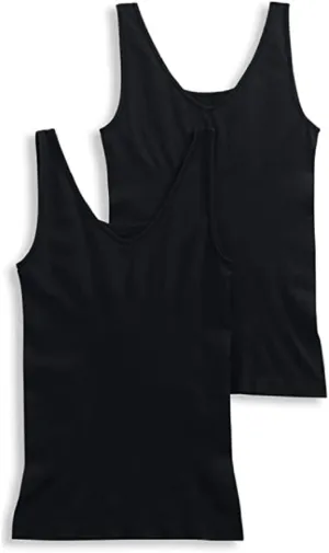 Jockey Life 2-Pack Women's 360 Seamfree Tummy Slimming Tank 5601 (Black) (L)