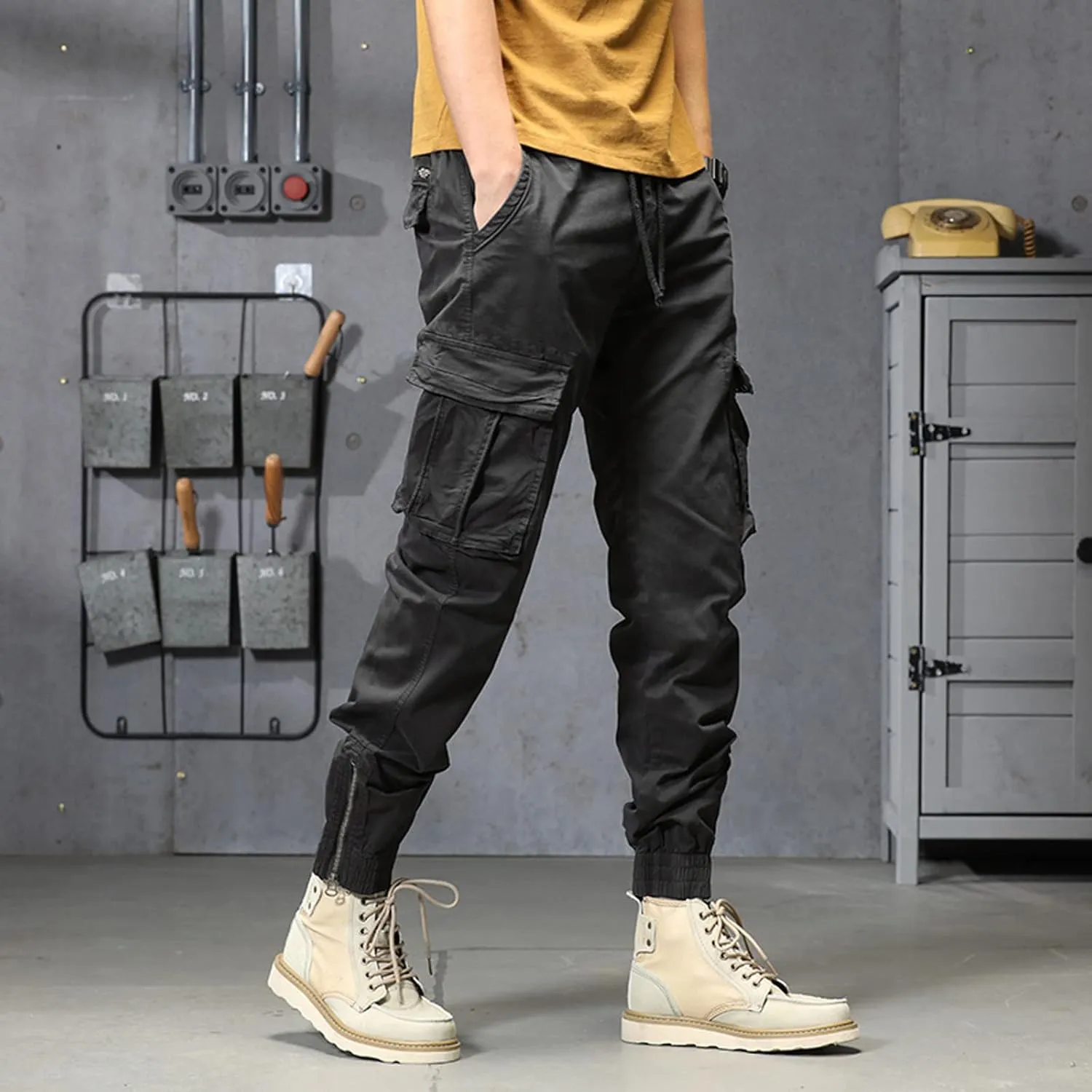 Jogger Pants for Men 2024 Outdoor Tactical Pants Cotton Drawstring Waist Running Workout Harem Pants Hiking Pants