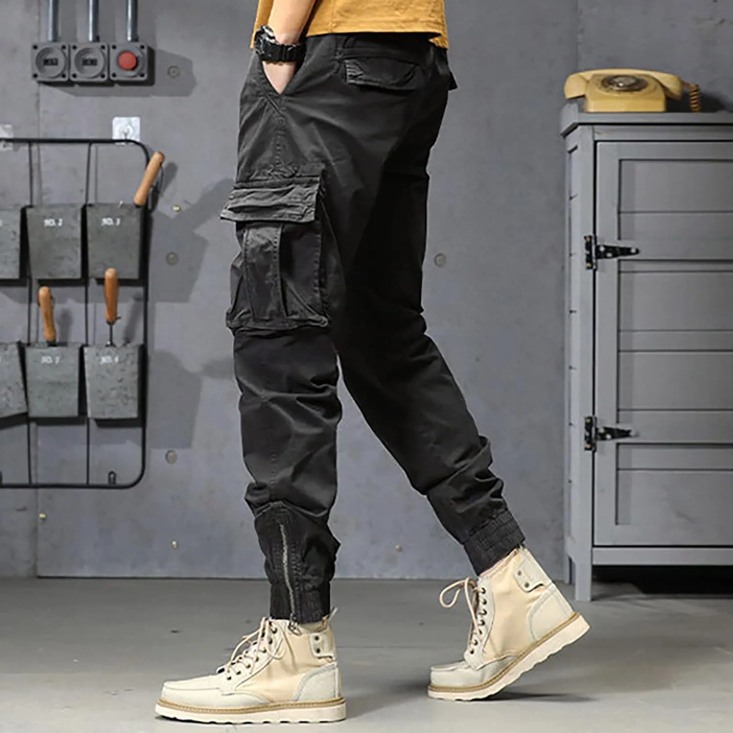 Jogger Pants for Men 2024 Outdoor Tactical Pants Cotton Drawstring Waist Running Workout Harem Pants Hiking Pants