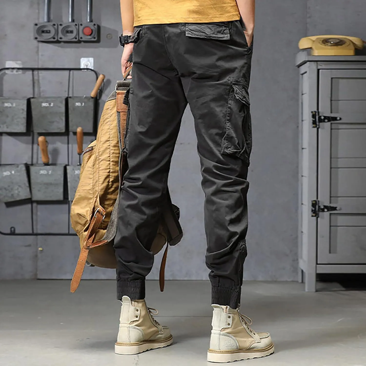 Jogger Pants for Men 2024 Outdoor Tactical Pants Cotton Drawstring Waist Running Workout Harem Pants Hiking Pants