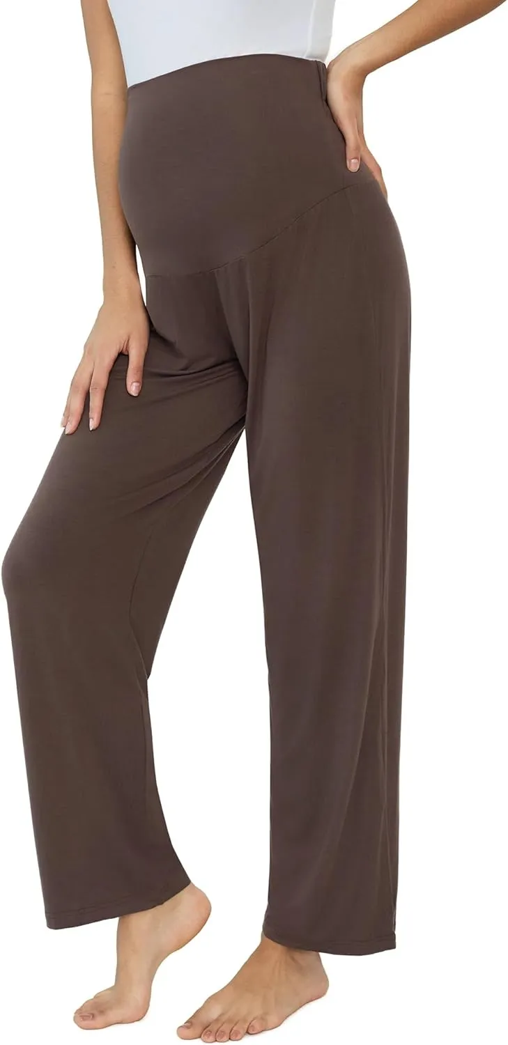 Joyaria Maternity Pants Summer Pregnancy Pants Wide Leg for Work Loose Lounge Pants Over The Belly Stretchy Sweatpants