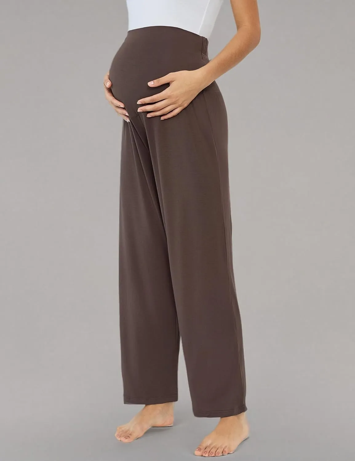 Joyaria Maternity Pants Summer Pregnancy Pants Wide Leg for Work Loose Lounge Pants Over The Belly Stretchy Sweatpants