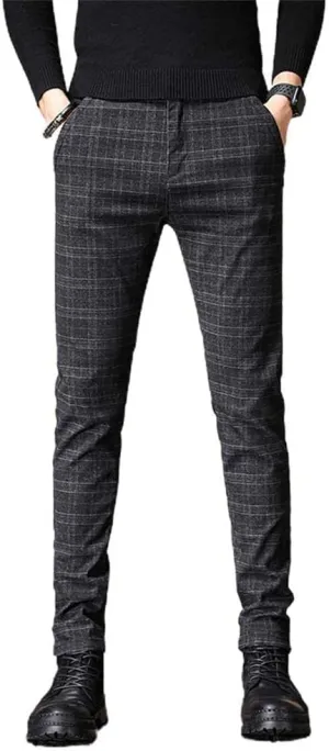 Kinghua Plaid Pants for Men Chinos Pants Stretch Dress Pants for Men Slim Fit