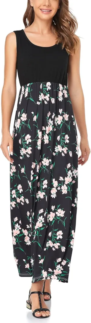 Lacavocor Womens Summer Maxi Dress Tank Top Sleeveless Long Dresses