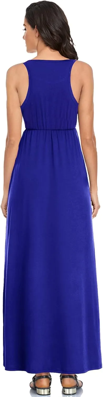Lacavocor Womens Summer Maxi Dress Tank Top Sleeveless Long Dresses