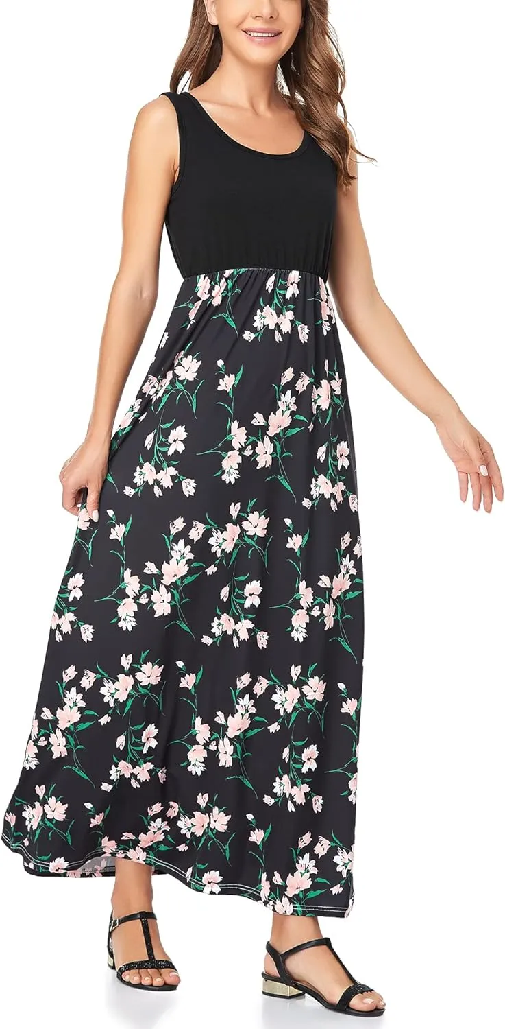 Lacavocor Womens Summer Maxi Dress Tank Top Sleeveless Long Dresses