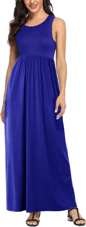 Lacavocor Womens Summer Maxi Dress Tank Top Sleeveless Long Dresses