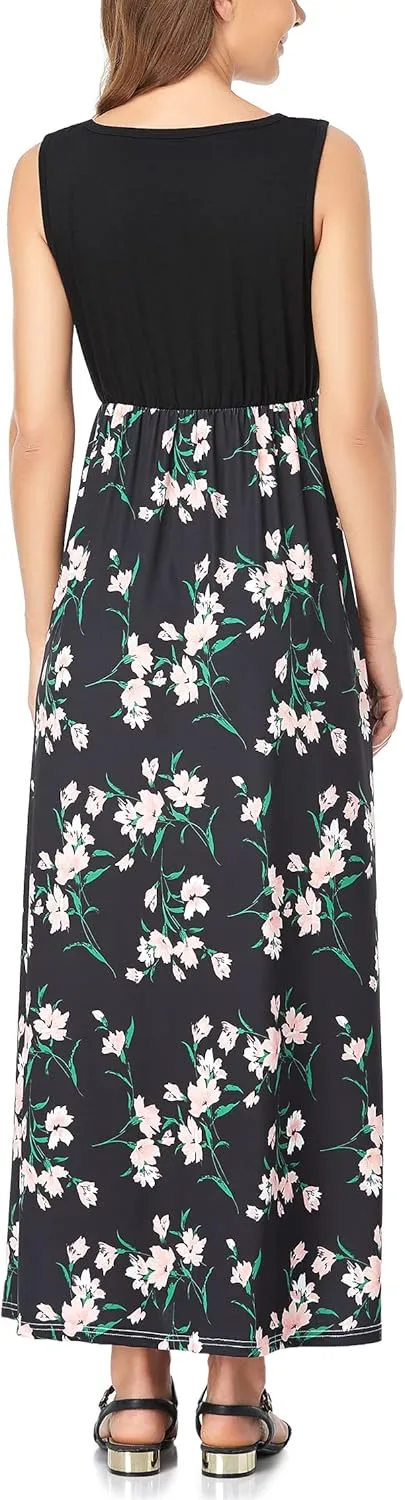 Lacavocor Womens Summer Maxi Dress Tank Top Sleeveless Long Dresses