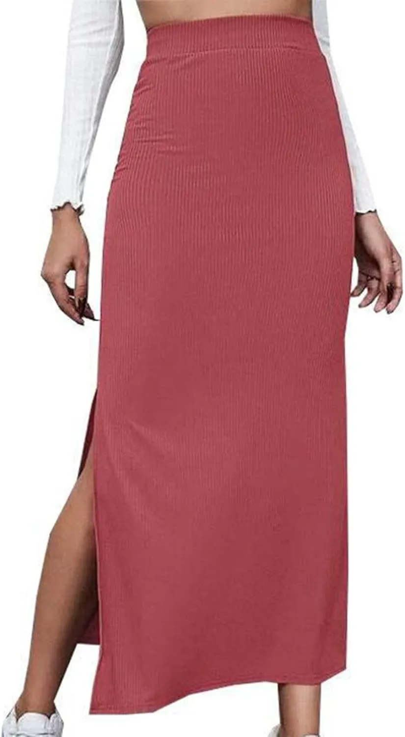 Ladies Skorts Skirt for Women Ribbed Wrap Slit Pencil Criss Cross Basic Maxi Long Skorts 2025 Regular Fit