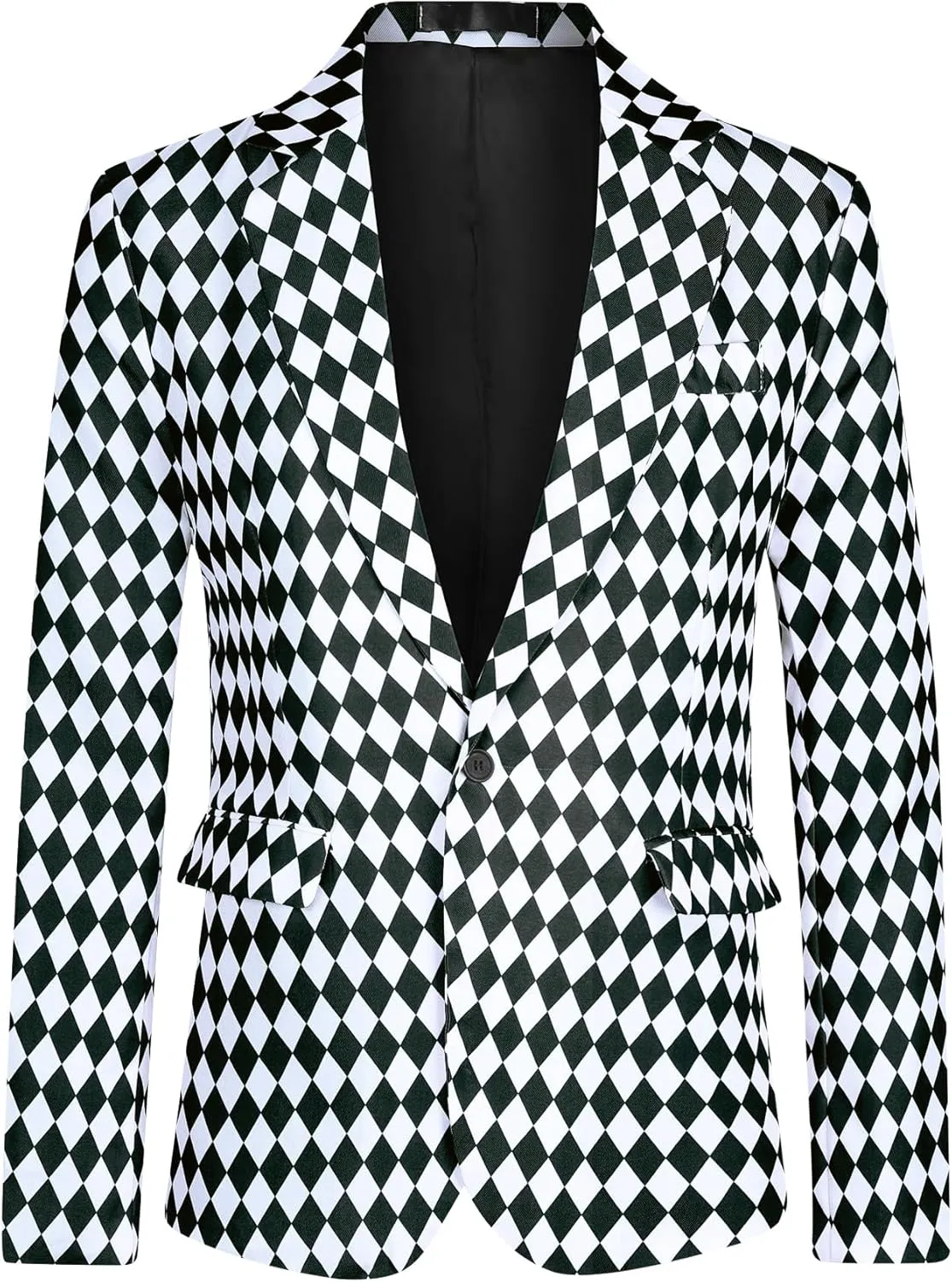 Lars Amadeus Argyle Blazer for Men's Slim Fit Checked Formal Business Plaid Sports Coat