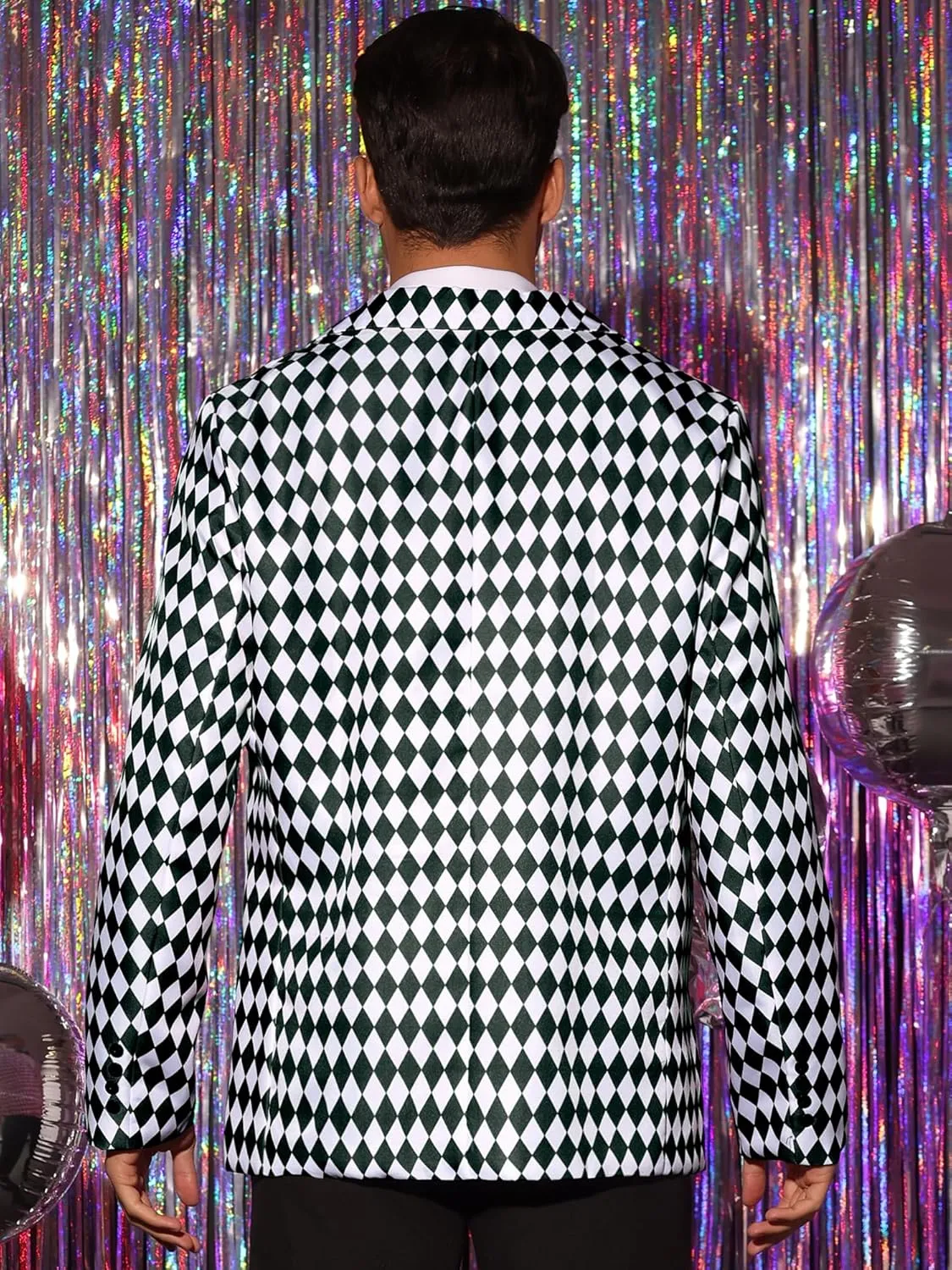 Lars Amadeus Argyle Blazer for Men's Slim Fit Checked Formal Business Plaid Sports Coat