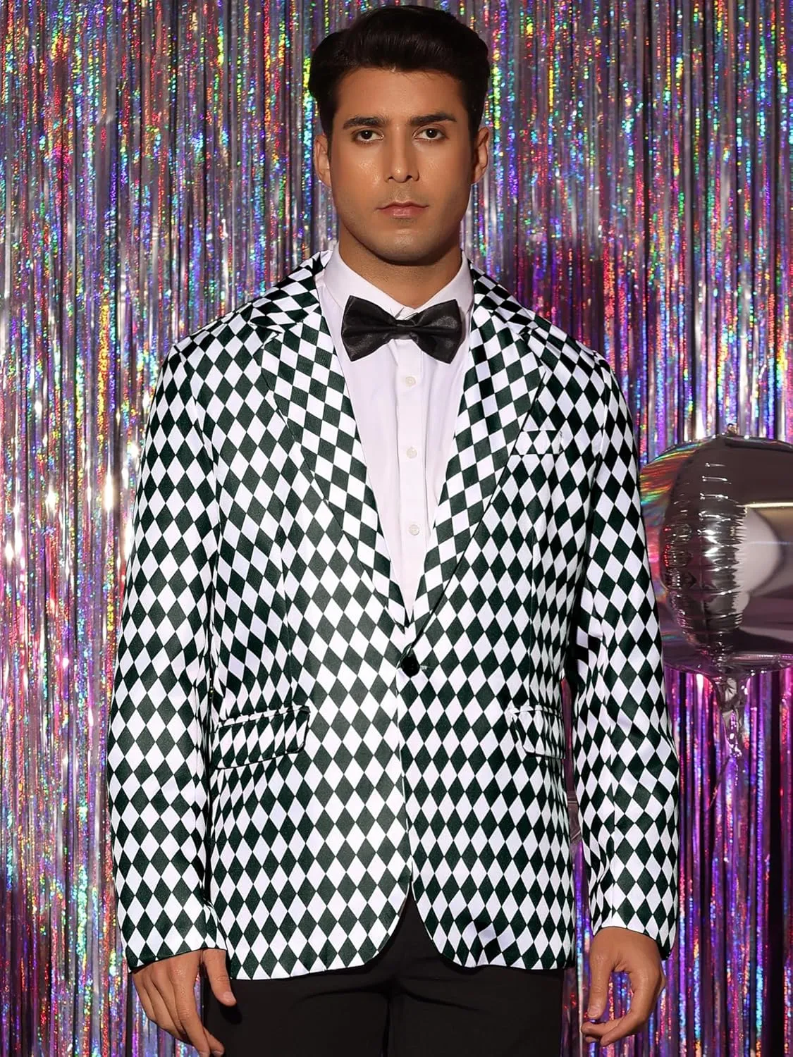 Lars Amadeus Argyle Blazer for Men's Slim Fit Checked Formal Business Plaid Sports Coat