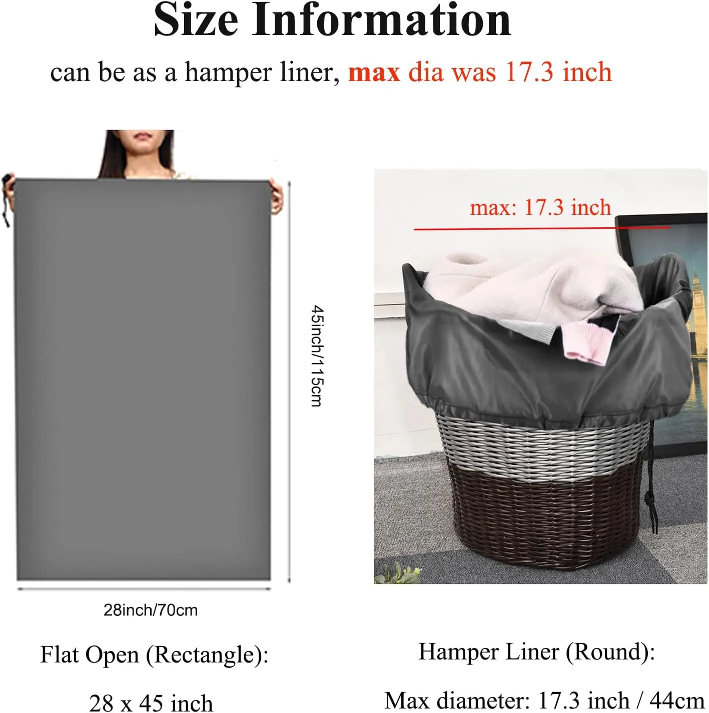 Laundry Bag 28x45 inch, 2 Pack Laundry Sacks with Drawstrings Extra Large Travel Laundry Bag Hamper Liner Heavy Duty Dirty Clothes Organizer Storage Bag Easy Fit a Laundry Hamper or Basket
