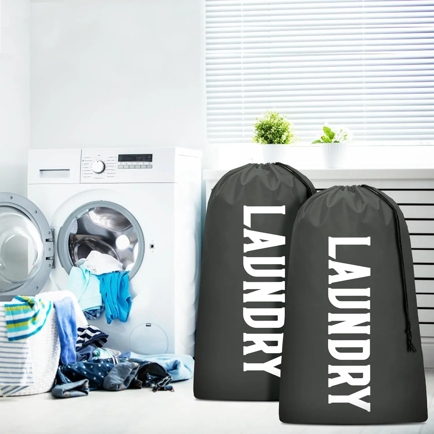 Laundry Bag, Travel Laundry Bag Machine Washable Dirty Clothes Organizer, Large Enough to Hold 4 Loads of Laundry, Easy Fit a Laundry Hamper or Basket (Gray, 24" x 36")