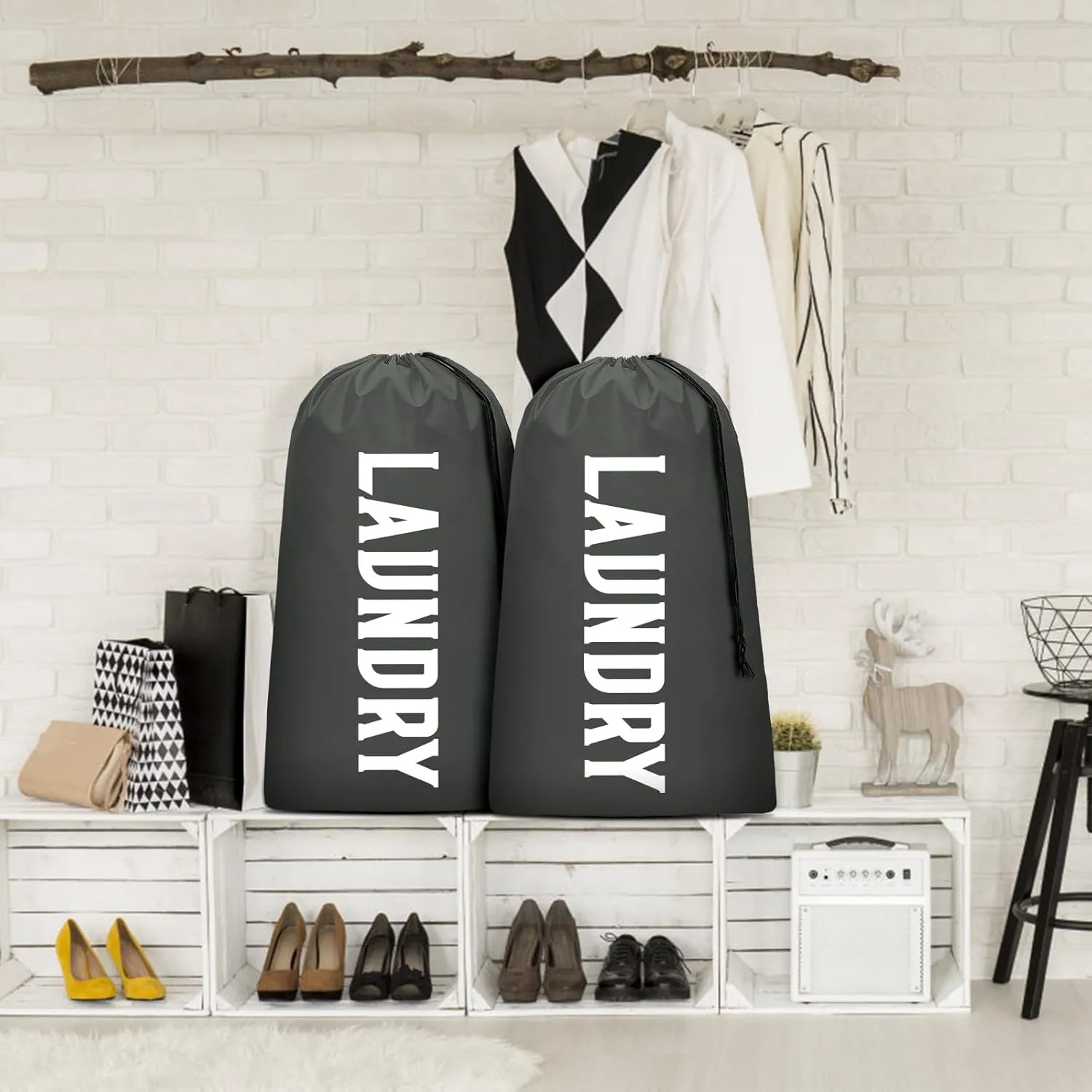 Laundry Bag, Travel Laundry Bag Machine Washable Dirty Clothes Organizer, Large Enough to Hold 4 Loads of Laundry, Easy Fit a Laundry Hamper or Basket (Gray, 24" x 36")