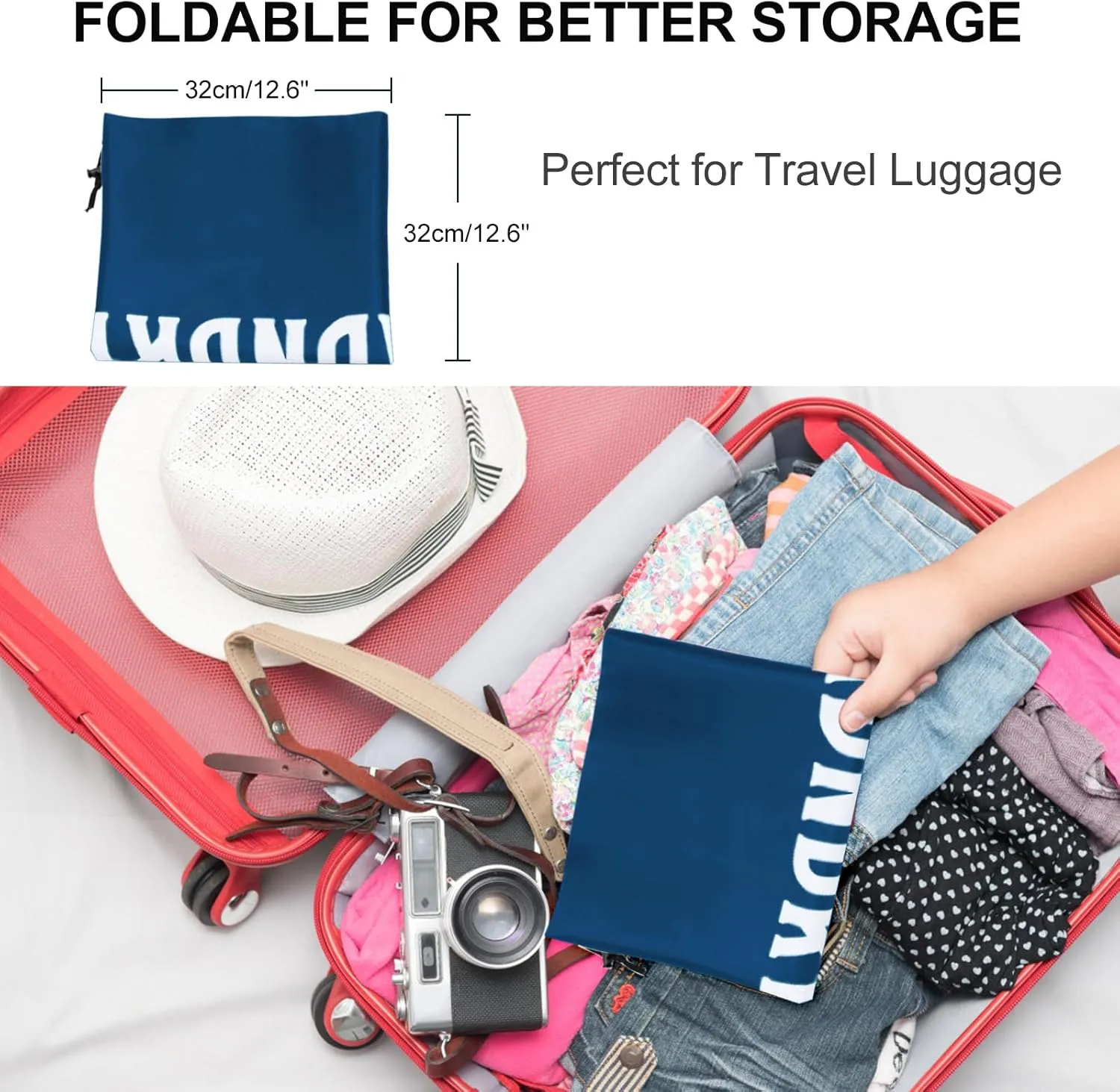 Laundry Bag, Travel Laundry Bag Machine Washable Dirty Clothes Organizer, Large Enough to Hold 4 Loads of Laundry, Easy Fit a Laundry Hamper or Basket (Wine Navy, 24" x 36")